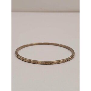 Vintage Silver 925 Bangle Bracelet Eternity Setting Etched Scrolled Design Art